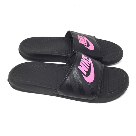 nike benassi black pink